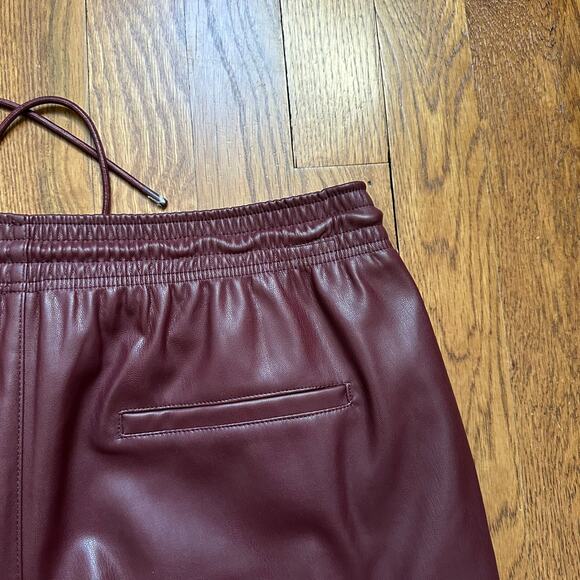 MNG Burgundy Faux Leather Drawstring Pants - Picture 7 of 8